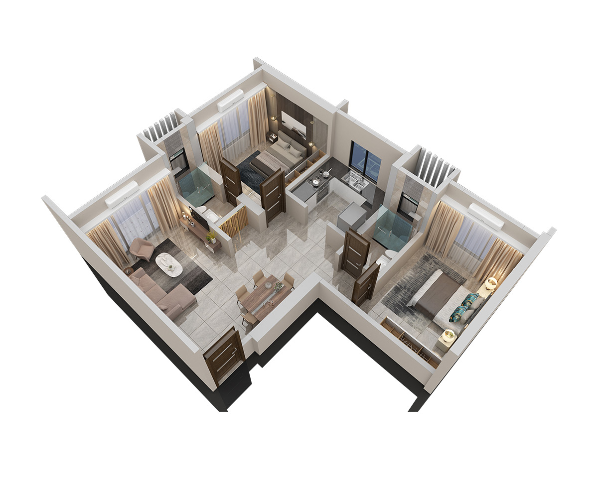 Isometric cutaway view of a Kinjal Pride flat