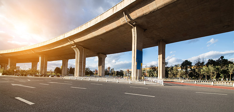 A flyover span under construction